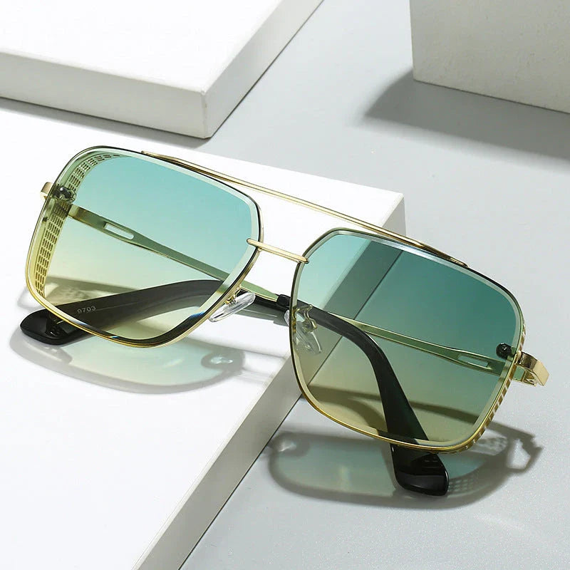 Rectangle sunglasses with sleek metal frame and gradient lenses providing UV protection for Kiwi customers