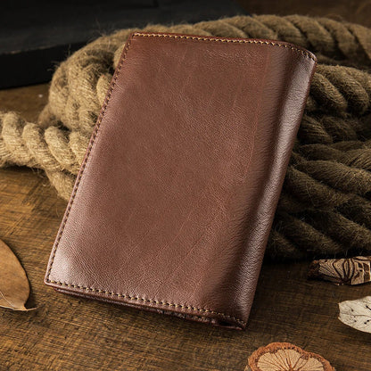 Men's Handmade Premium Leather Wallet with Vertical Design in Black or Brown