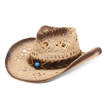 Breathable Western Cowboy Hat made of lightweight straw with a conical crown, perfect for staying cool and stylish in the Kiwi sun