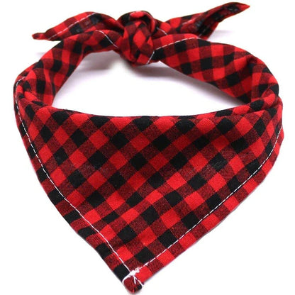Stylish plaid bandana made of premium New Zealand cotton for pets, available in small and medium sizes