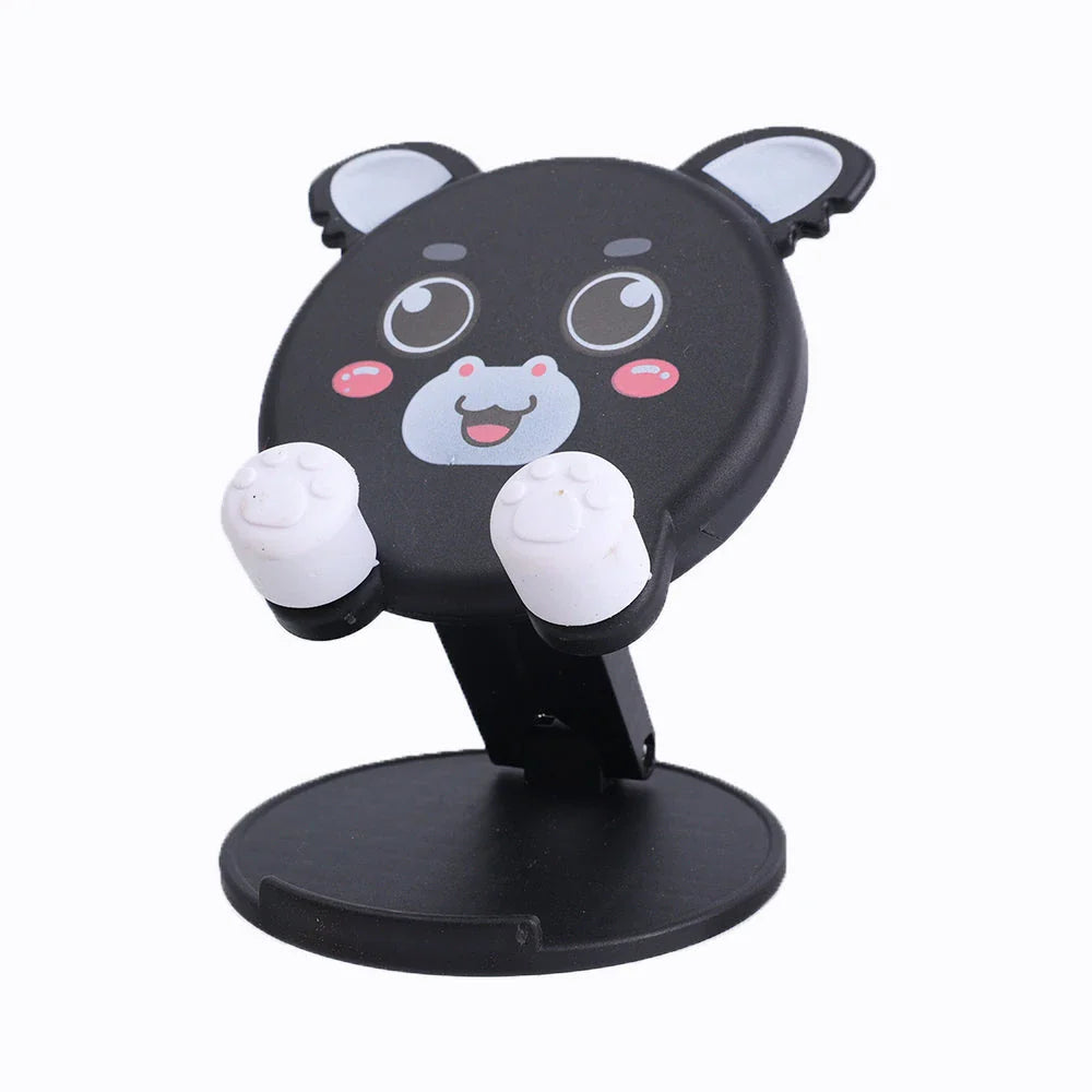 Adjustable Foldable Phone and Tablet Stand with Cute Pig-Tiger Design for Ergonomic Viewing