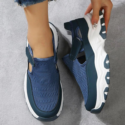 Stylish mesh sports shoes for women in various vibrant colours, featuring a breathable mesh upper and suede detailing for comfortable outdoor wear