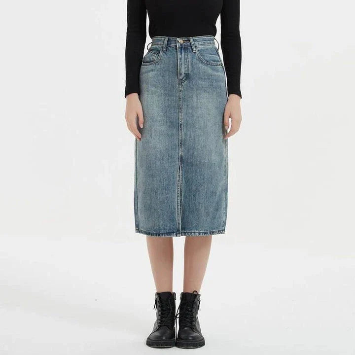 High Waist Denim Pencil Skirt - Flattering, Versatile, and Crafted for the Kiwi Woman