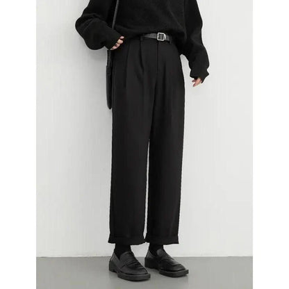 Korean high-waisted pleated casual trousers for Kiwi women, featuring a flattering silhouette and premium fabric blend