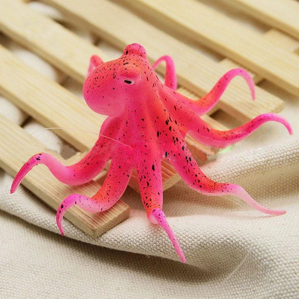 Realistic Eco-Friendly Octopus Ornament in Blue, Green, and Pink Colours for Aquariums