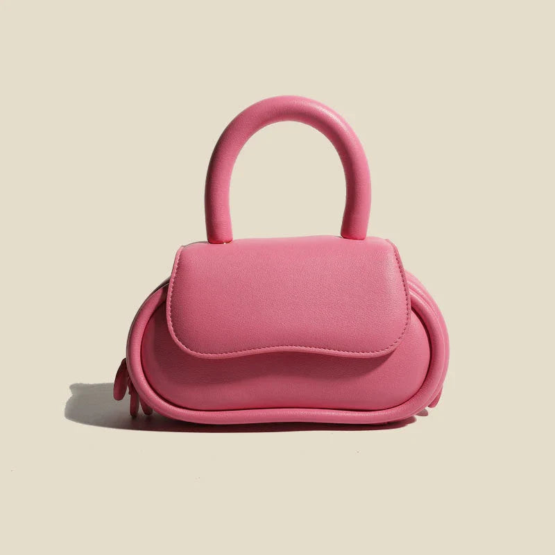 Genuine Leather Macaron Soft Handbag in a range of Kiwi-inspired colors, featuring a stylish sewing design and versatile bowling shape