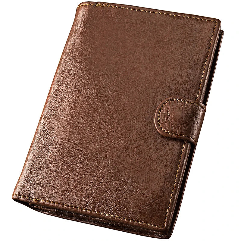 Men's Handmade Premium Leather Wallet with Vertical Design in Black or Brown