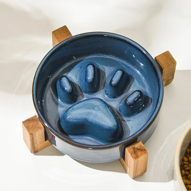 Ceramic Anti-Gulp Feeder Bowl for Pets - Designed to Slow Down Eating and Prevent Digestive Issues