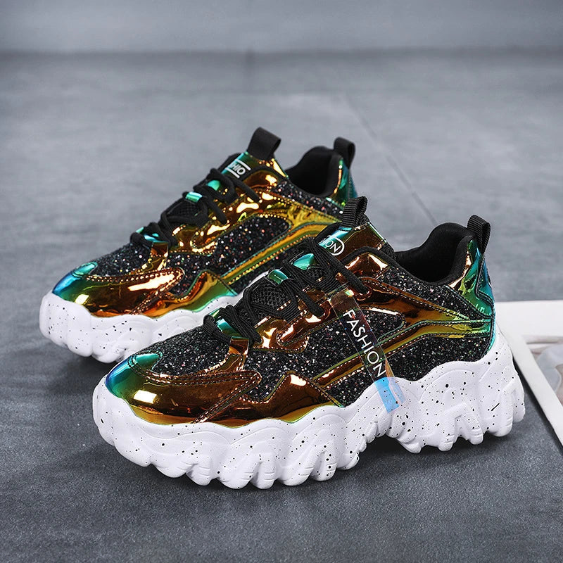 Shopfluxpro NZ Stylish Platform Sneakers with Sequins - The Perfect Daddy Shoes