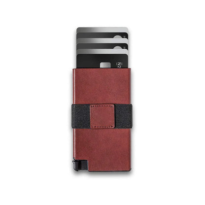 Premium genuine leather anti-theft card case with integrated brush, available in a range of classic Kiwi-friendly colours