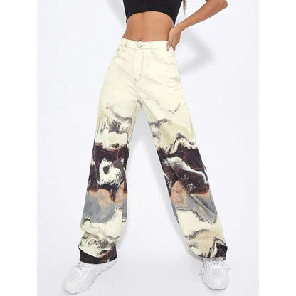 Stylish tie-dye wide-leg high-waist jeans designed for the modern Kiwi woman