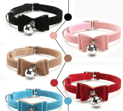 Premium velvet elastic collar with bell for cats, designed for the discerning Kiwi feline