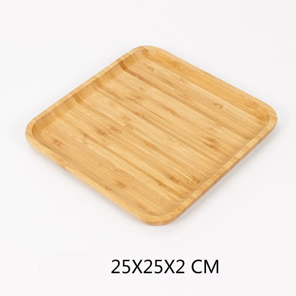 Bamboo serving tray with a sleek, minimalist design for serving food, drinks, or as a decorative piece in a modern kitchen