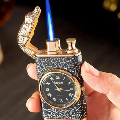 Dual Flame Metal Lighter with Crocodile Head Design - A stylish and functional accessory for modern Kiwis