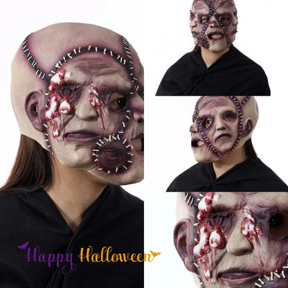 A realistic three-sided horror mask crafted from 100% natural latex, perfect for Kiwi Halloween and costume parties.