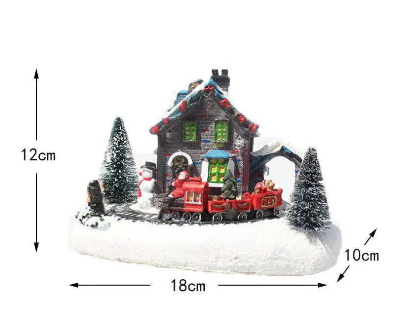 Luminous resin Christmas house decorations with a glowing, festive design