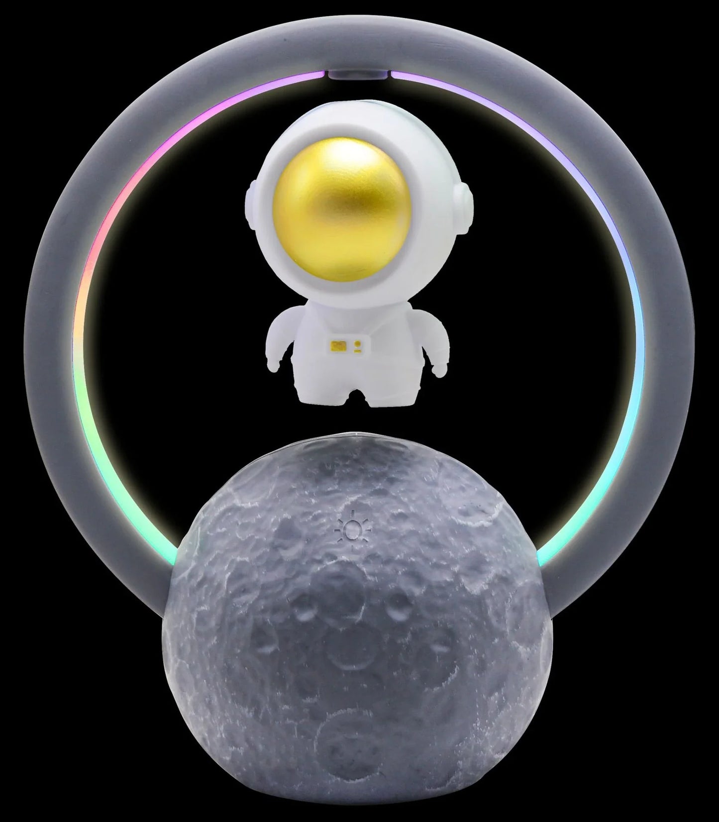 Stylish levitating astronaut Bluetooth speaker with suspended gold or silver finish, delivering powerful sound and a mesmerizing display for Kiwi tech enthusiasts.