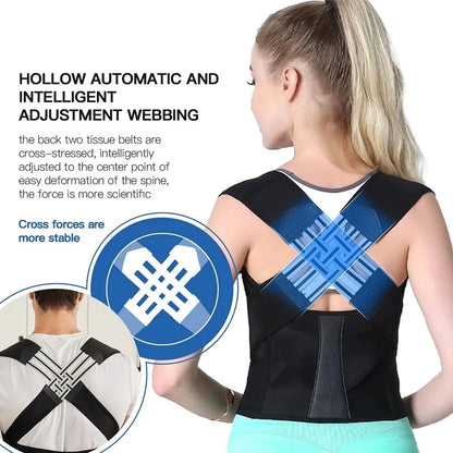 Adjustable posture corrector brace with cross-strap design to support shoulders and relieve back pain