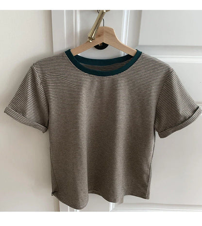 Stylish Kiwi Pullover - Soft, Breathable Cotton Turtleneck Shirt with Striped Pattern