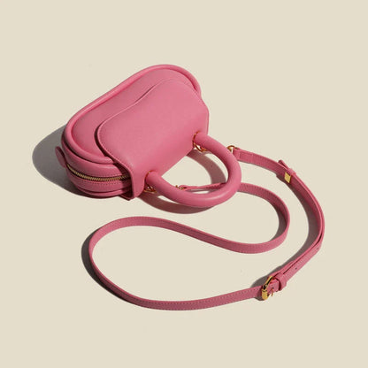 Genuine Leather Macaron Soft Handbag in a range of Kiwi-inspired colors, featuring a stylish sewing design and versatile bowling shape