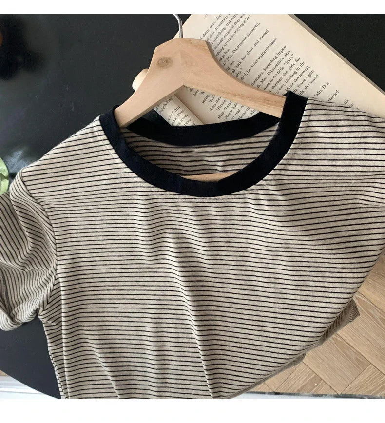 Stylish Kiwi Pullover - Soft, Breathable Cotton Turtleneck Shirt with Striped Pattern