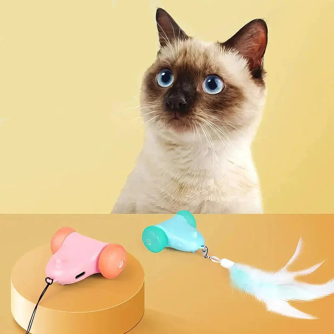 Interactive colorful light cat teaser stick toy with irregular motion, vibrant gradient lighting, and smart sensor technology