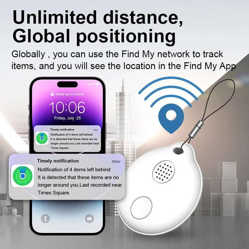 Compact Bluetooth GPS Locator for iOS Devices - Durable, Water-Resistant Design with Global Find My Network Coverage