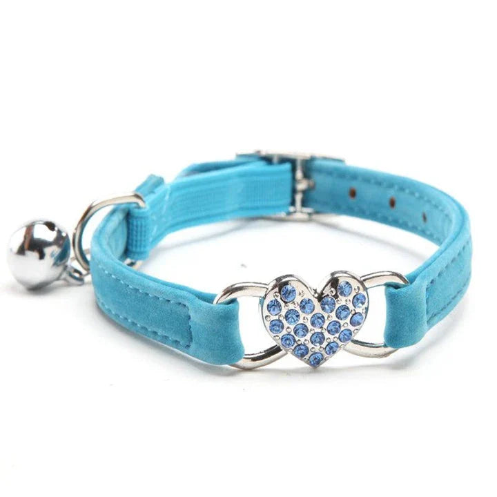 Shopfluxpro NZ Stylish Cat Collar with Jingle Bell and Heart Charm