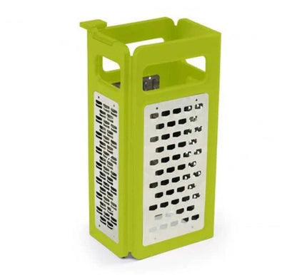 A premium 4-in-1 stainless steel kitchen grater with a versatile design for grating, slicing, shredding, and julienning ingredients for Kiwi cooking and baking.