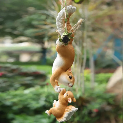 Charming resin figure of a climbing squirrel ornament for outdoor garden decor