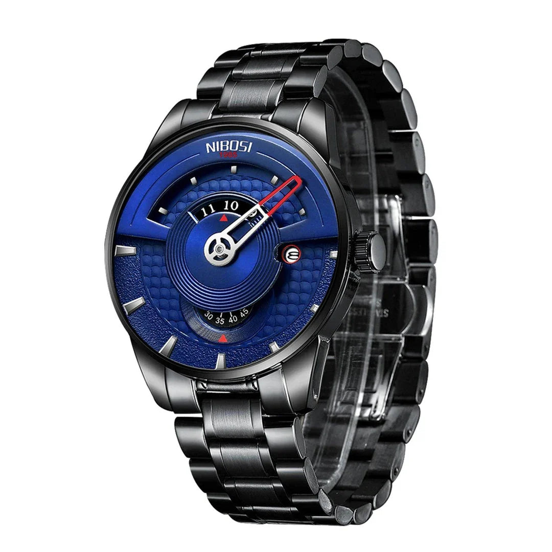 Stylish and durable quartz waterproof watch for the modern Kiwi bloke, featuring an alloy case, stainless steel strap, and a range of eye-catching colours.