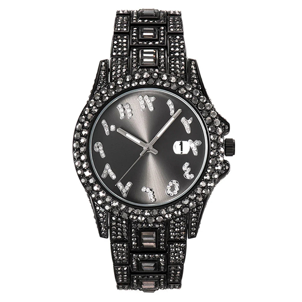 Elegant Kiwi-approved waterproof watch with diamond-encrusted dial and gold-plated strap