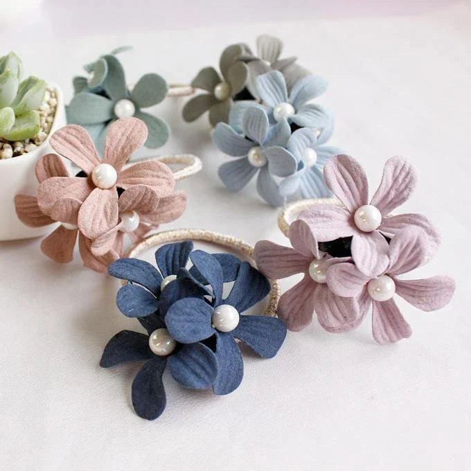 Stylish purple floral elastic hair rope accessory for women