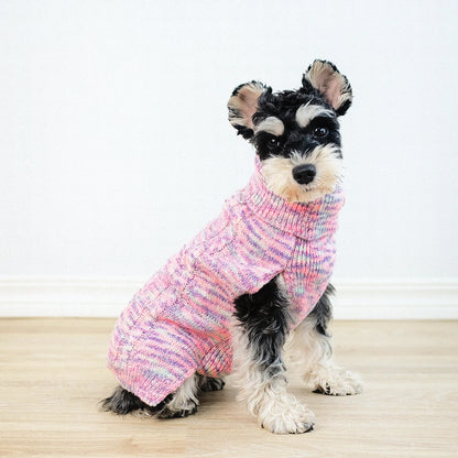 Cozy purple turtleneck sweater for pets, featuring a stylish design and made with premium acrylic yarn in New Zealand.