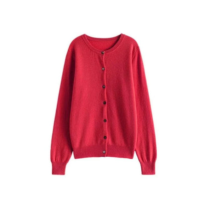 Premium 100% New Zealand Wool Single Breasted Cardigan in Camel, Blue, and Red colours for fashionable Kiwi women