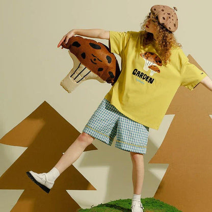 High-Waisted Plaid Chic Shorts with Bright Line Accents - Stylish Summer Essential