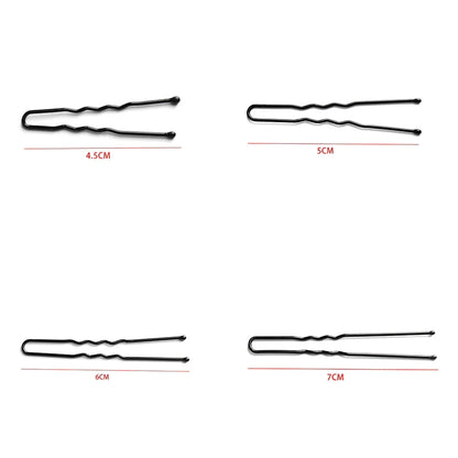 50-pack of black plated U-shaped hairpins for Kiwi hairstyles