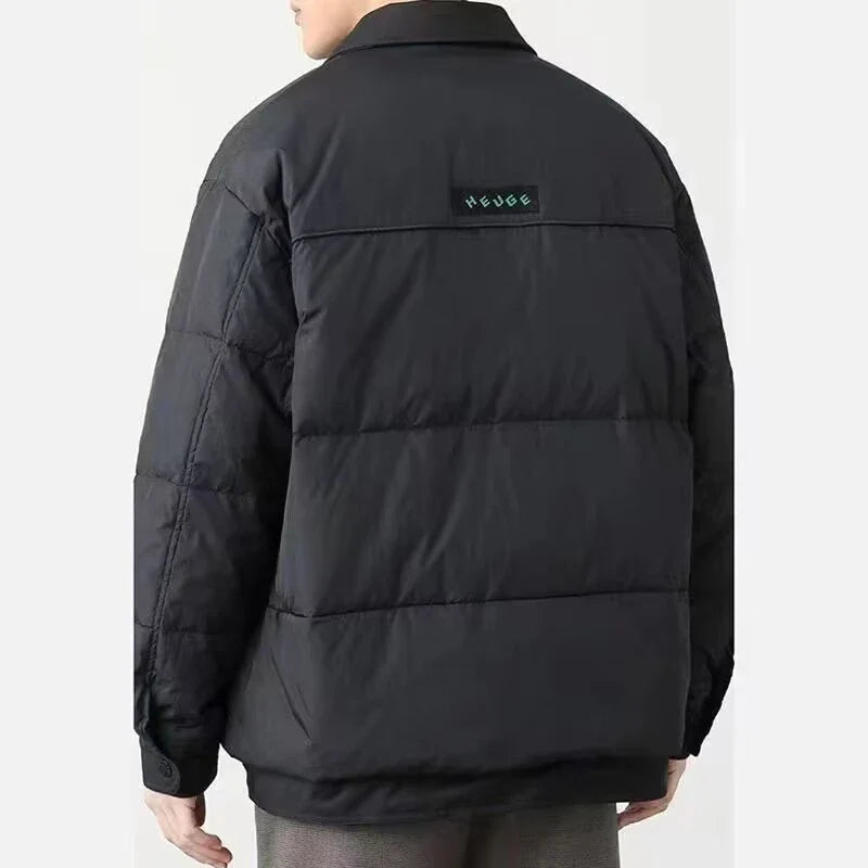 Stylish and practical lightweight down jacket in black and army green colors, perfect for Kiwi men's casual wear