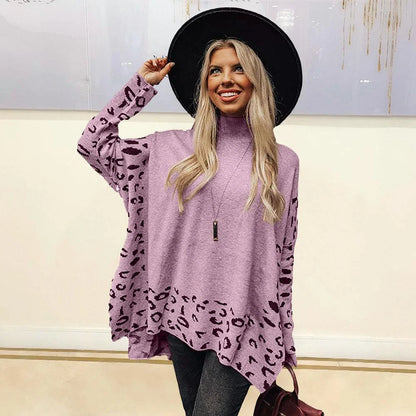 Comfortable printed long sleeve top for women in a variety of colors including pink, khaki, grey, and blue