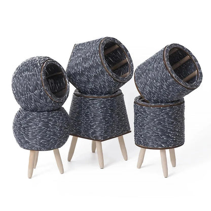 Hand-woven rattan planter with lush greenery, perfect for indoor and outdoor display