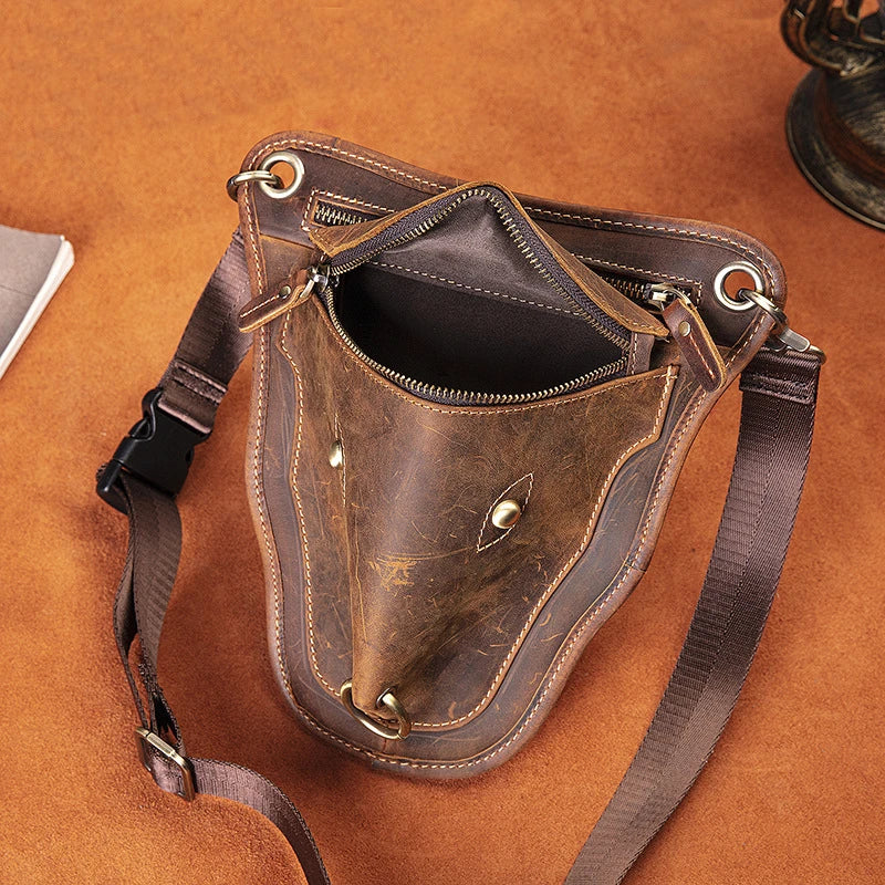 Stylish retro leather waist bag with large capacity, multiple compartments, and a versatile design for Kiwi adventures