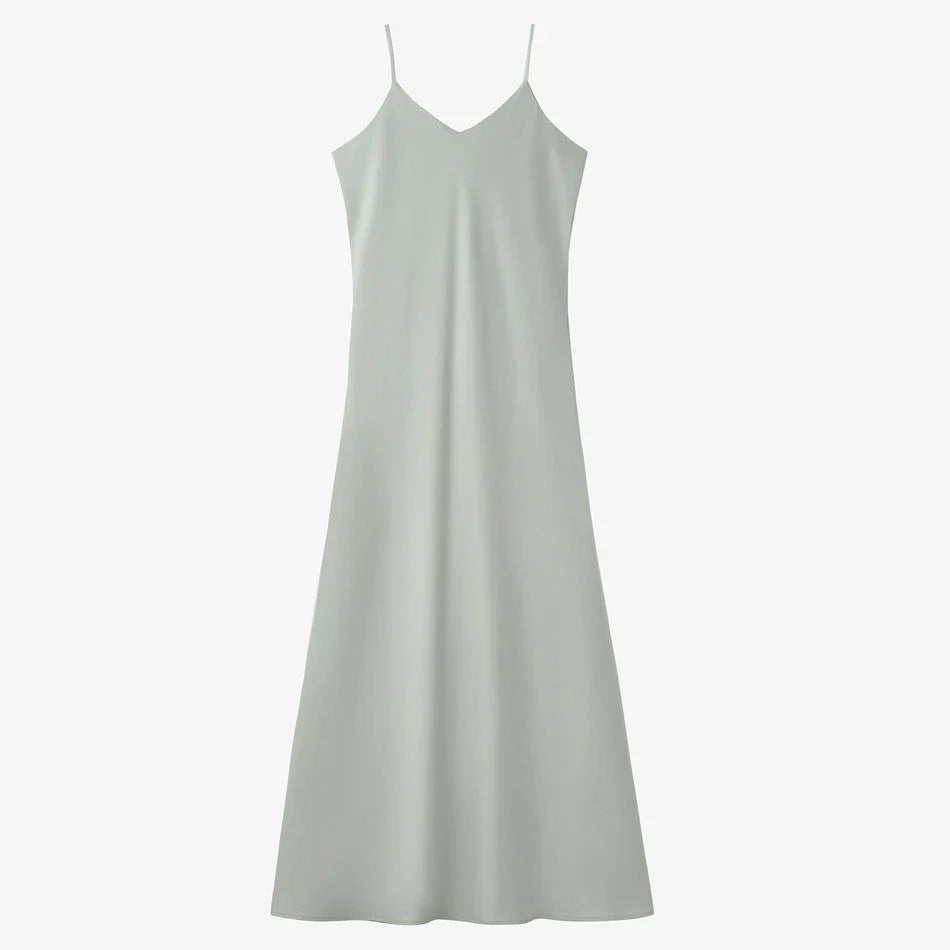 Elegant high-stretch ribbed wrap top and matte satin maxi dress set in a range of colours