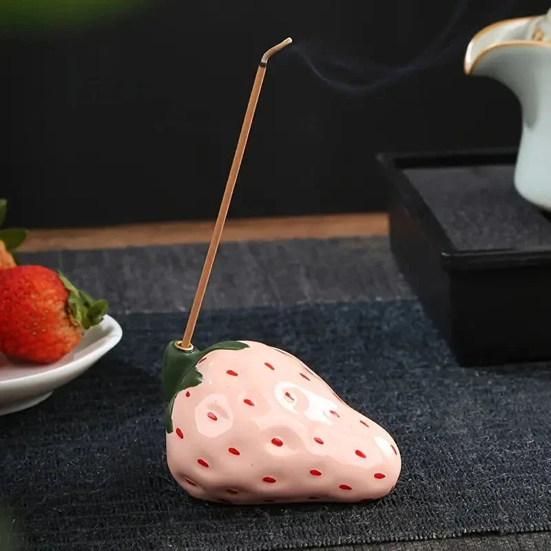 Porcelain Strawberry Incense Holder - A charming and functional addition to Kiwi homes, featuring a unique strawberry design and durable ceramic construction.