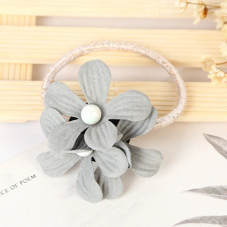 Stylish purple floral elastic hair rope accessory for women