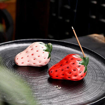 Porcelain Strawberry Incense Holder - A charming and functional addition to Kiwi homes, featuring a unique strawberry design and durable ceramic construction.