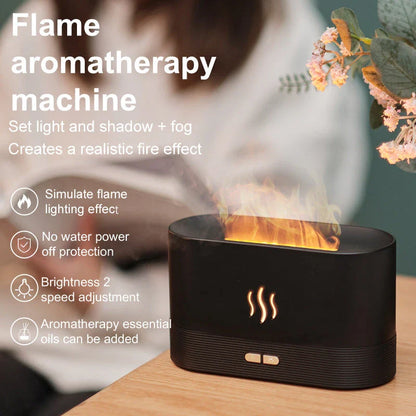 Captivating flame-effect aroma diffuser with customisable lighting and essential oil diffusion capabilities