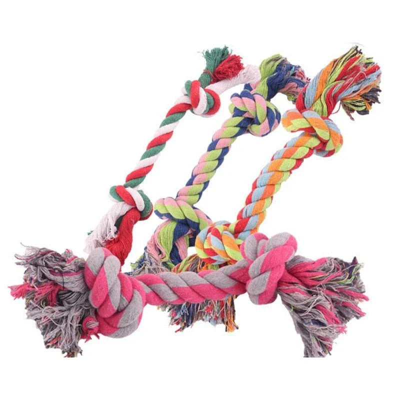 Colorful cotton rope toy for dogs in various sizes, designed for play and exercise for Kiwi canines