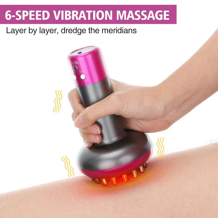 Electric Meridian Brush with microcurrent, vibration, red light therapy, and thermal moxibustion functions for total body wellness