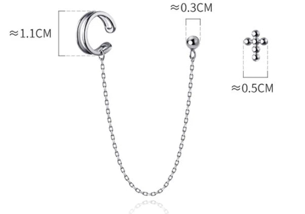 Unique one-piece sterling silver earring and ear clip set designed by New Zealand artist Xia Chunyin