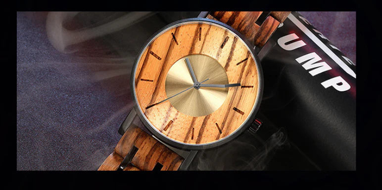 A premium alloy and wood watch with a spiral crown, perfect for Kiwi summer adventures